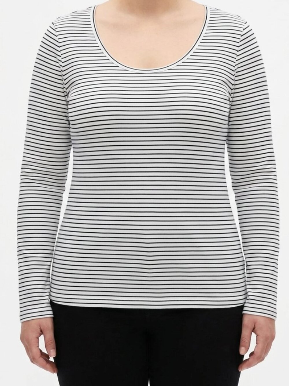 Gap Long Sleeve Striped Scoop Neck Cotton Tee- Sz. Lrg